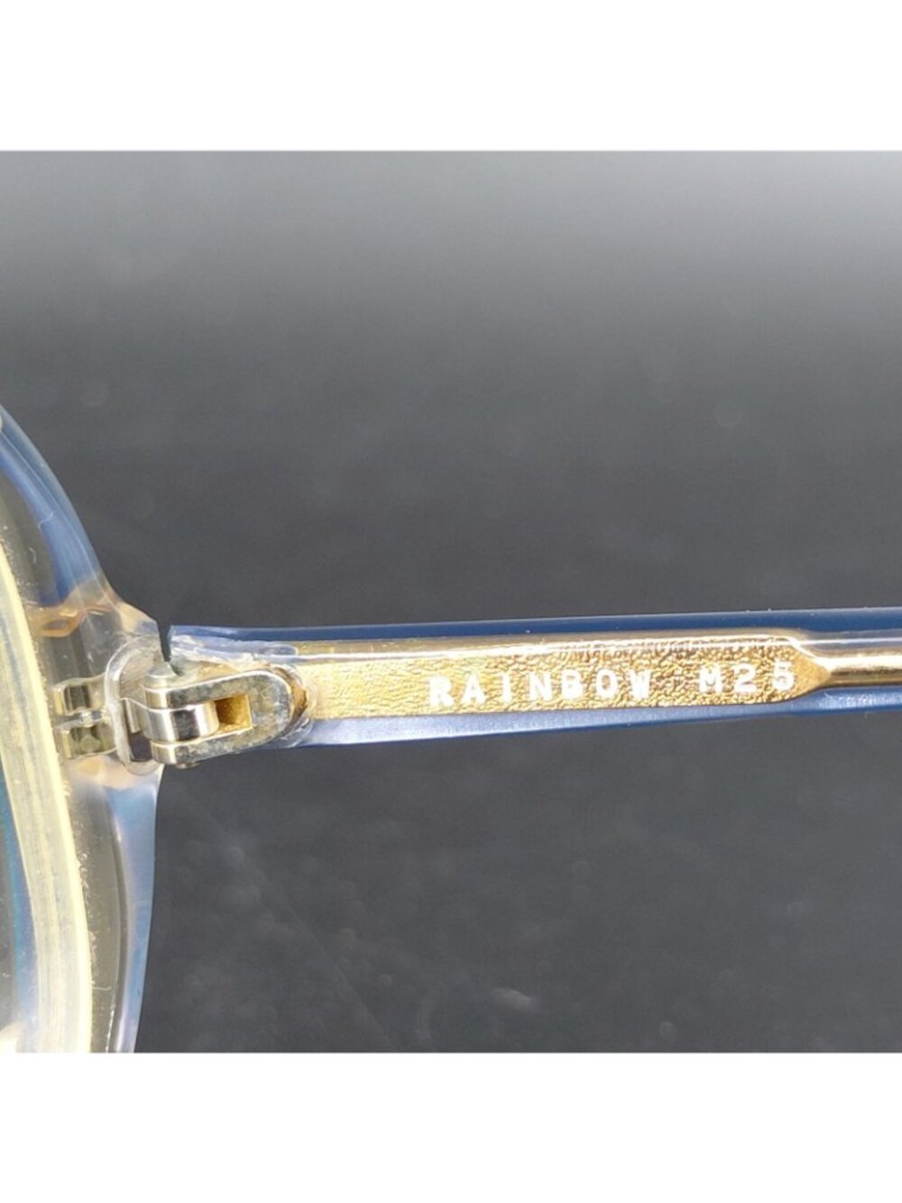 Vintage Rainbow Eye Glasses 80s Blue Yellow Oversized Butterfly Clear Retro M23 - Picture 9 of 16